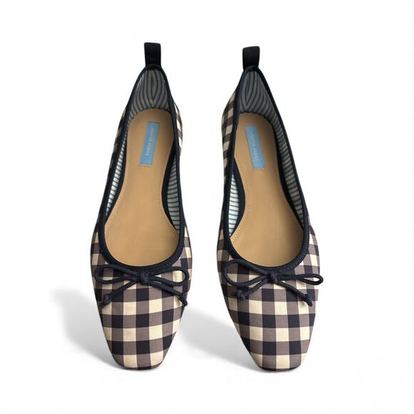 NEW Draper James Taylor Blue White Gingham Check Ballet Flats Size 9 - Picture 7 of 7